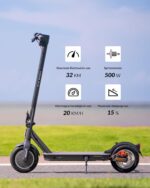 E Scooter mit Straßenzulassung,10 Zoll E Roller, Max 32km/40km Reichweite 20km/h, Elektro Scooter bis 120kg, Blinker, APP-Verbindung, Vierfache Stoßdämpfung, Duales Bremssystem E Roller für Erwachsene