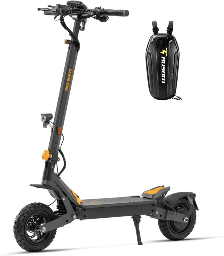 Ausom L1 E-Scooter mit Straßenzulassung (ABE), 70-90km Reichweite, 500W Motor, Max.20 km/h, Faltbarer Offroad Elektroroller für Erwachsene mit Duale Schwingarmdämpfer, Dual-Disc-Bremsen