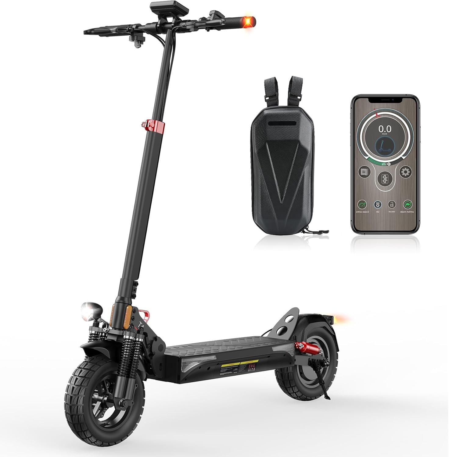 61nIZMFusDL._AC_SL1500 E Scooter mit Straßenzulassung, 10 Zoll Offroad Luftreifen mit Doppeltem Stoßdämpfungssystem, Batterie 12,5 Ah 60–70 km Reichweite, LCD-Instrumententafel, Maximale Tragfähigkeit 150 kg, Smart APP