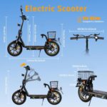 TWOFISH Elektroroller mit Straßenzulassun (EEC), E Scooter mit 500W Motor 48V 13Ah Akku für Erwachsene, 14 Zoll Reifen 30 km Reichweite bis 120kg, Duale Aufhängung