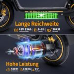 TWOFISH Elektroroller mit Straßenzulassun (EEC), E Scooter mit 500W Motor 48V 13Ah Akku für Erwachsene, 14 Zoll Reifen 30 km Reichweite bis 120kg, Duale Aufhängung