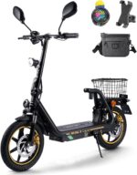 TWOFISH Elektroroller mit Straßenzulassun (EEC), E Scooter mit 500W Motor 48V 13Ah Akku für Erwachsene, 14 Zoll Reifen 30 km Reichweite bis 120kg, Duale Aufhängung