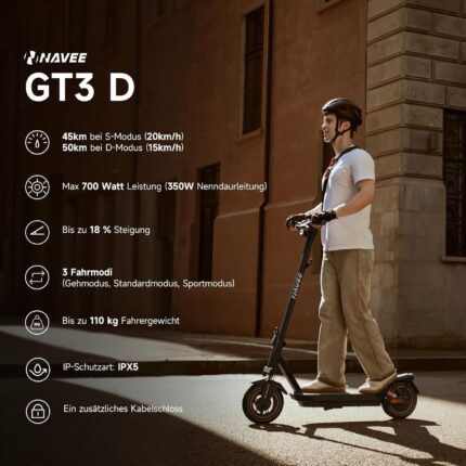 NAVEE GT3 Serie E-Scooter 350W-400W, 50 km-75 km Reichweite | Vierfach-Federung | Klappbar (54 cm) mit IPX5,Steigungen 18%-22%
