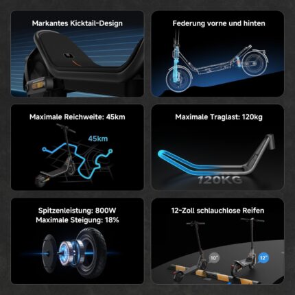 Xiaomi E-Scooter 6, 6 Lite, E-Roller mit Deutscher Straßenzulassung (Max 20km/h, bis 45km Reichweite, 10-12" Reifen, Federung, Doppelbremssystem, Faltbarer Scooter, App-Steuerung)