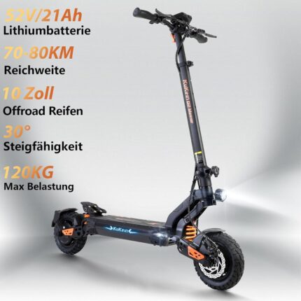 Kukirin E Scooter,Elektro Elektroroller Erwachsene Elektroscooter,E Roller Offroad,Elektro Scooter Roller,Patinete electrico,70 Km Reichweite,120 KG Tragkraft - G2 Master