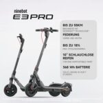 Segway-Ninebot E3 Pro D, E-Scooter Deutscher Straßenzulassung, 55 km Eco Modus Reichweite, 47km Sport Modus Reichweite, Federung vorne & hinten, 800 W Motor, faltbar, 17,9 kg, 10-Zoll Reifen, IPX5
