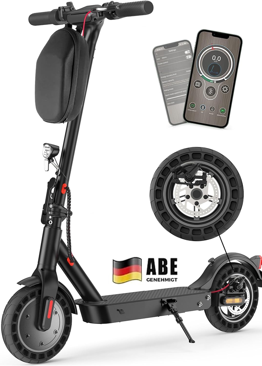 71dWInJkzRL._AC_SL1500 E Scooter mit Straßenzulassung Max 40 km Reichweite,10 Zoll Elektroroller mit Wabenreifen Duales Bremssystem und Doppelfederung 20km/h,Elektro Scooter bis 120kg für Herren Damen