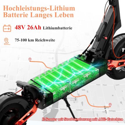JOYOR E Scooter mit Straßenzulassung ABE, Maximale Reichweit 100km, 500W Motor Faltbarer Elektroroller, 10 Zoll E Roller