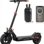 E Scooter mit Straßenzulassung mit Max 70/30KM Reichweite,10/8.5 Zoll Elektroroller mit Komfortable Stoßdämpfer,Faltbarer E Roller Belastung Doppelbremse LED-Licht,APP-Verbindung