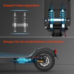 E Scooter mit Straßenzulassung Max 40 km Reichweite,10 Zoll Elektroroller mit Wabenreifen Duales Bremssystem und Doppelfederung 20km/h,Elektro Scooter bis 120kg für Herren Damen