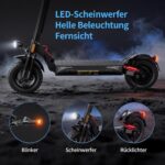 E Scooter mit Straßenzulassung, 10 Zoll Offroad Luftreifen mit Doppeltem Stoßdämpfungssystem, Batterie 12,5 Ah 60–70 km Reichweite, LCD-Instrumententafel, Maximale Tragfähigkeit 150 kg, Smart APP