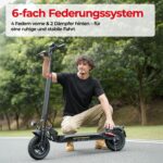 E Scooter mit Straßenzulassung, 10 Zoll Offroad Luftreifen mit Doppeltem Stoßdämpfungssystem, Batterie 12,5 Ah 60–70 km Reichweite, LCD-Instrumententafel, Maximale Tragfähigkeit 150 kg, Smart APP