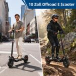 E Scooter mit Straßenzulassung, 10 Zoll Offroad Luftreifen mit Doppeltem Stoßdämpfungssystem, Batterie 12,5 Ah 60–70 km Reichweite, LCD-Instrumententafel, Maximale Tragfähigkeit 150 kg, Smart APP