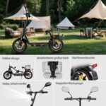 TWOFISH Elektroroller mit Straßenzulassun (EEC), E Scooter mit 500W Motor 48V 13Ah Akku für Erwachsene, 14 Zoll Reifen 30 km Reichweite bis 120kg, Duale Aufhängung