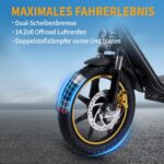 TWOFISH Elektroroller mit Straßenzulassun (EEC), E Scooter mit 500W Motor 48V 13Ah Akku für Erwachsene, 14 Zoll Reifen 30 km Reichweite bis 120kg, Duale Aufhängung