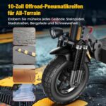 E Scooter mit Straßenzulassung, 10 Zoll Offroad Luftreifen mit Doppeltem Stoßdämpfungssystem, Batterie 12,5 Ah 60–70 km Reichweite, LCD-Instrumententafel, Maximale Tragfähigkeit 150 kg, Smart APP