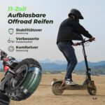 E Scooter mit Straßenzulassung, 11 Zoll MAX 80KM Reichweite Offroad Elektroroller, Faltbarer E-Roller mit Duale Aufhängung, Blinker und APP，Elektroscooter Erwachsene für Stadt und Land Pendeln