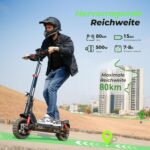 E Scooter mit Straßenzulassung, 11 Zoll MAX 80KM Reichweite Offroad Elektroroller, Faltbarer E-Roller mit Duale Aufhängung, Blinker und APP，Elektroscooter Erwachsene für Stadt und Land Pendeln