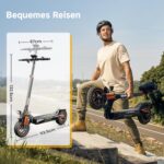 E Scooter mit Straßenzulassung und Blinker, 10 Zoll Offroad E Roller 60-70KM Reichweite, 4-Gang-Drehzahlregelung, 48V Faltbarer Elektroscooter für Erwachsene 150kg tragkraft - mit Ersatz Schlauch